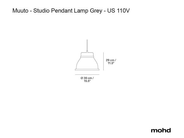  Studio Lampada A Sospensione Grigio - Us 110v 