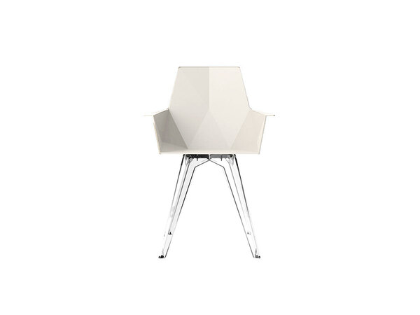  Faz Sedia Con Braccioli - Bianco / Base Trasparente 