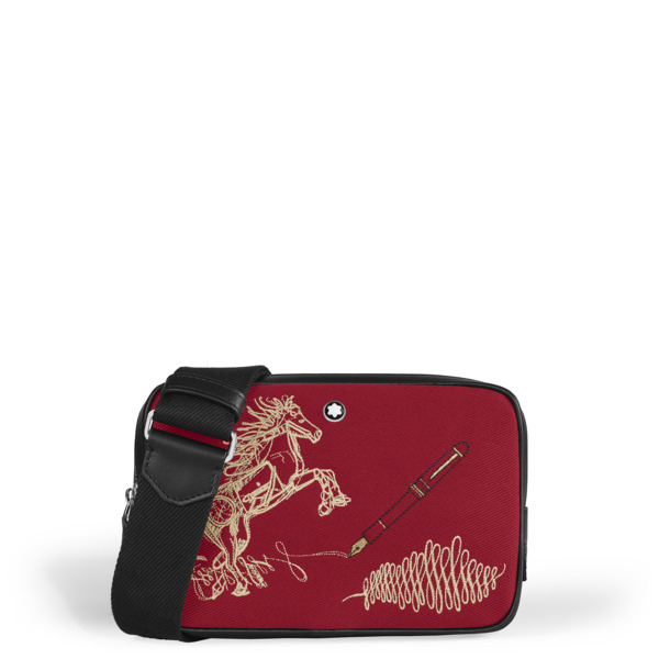  Montblanc - Borsa A Tracolla Mini Anno Del Cavallo In Gabardine Ricamata - Tessuto E Pelle - Mb222855 - Messenger Bag 