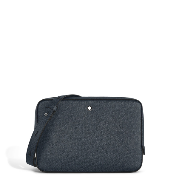  Montblanc - Borsa A Tracolla Piccola In Pelle Sartorial - Tweed Blu - Pellame - Mb220337 - Messenger Bag 