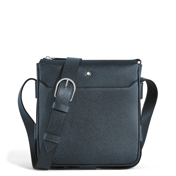  Montblanc - Borsa Messenger Verticale In Pelle Sartorial - Tweed Blu - Pellame - Mb222459 - Messenger Bag 