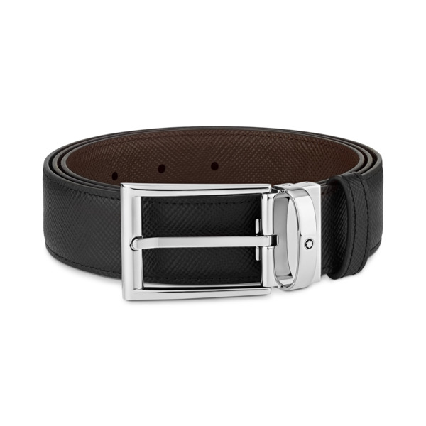  Montblanc - Cintura Rettangolare 35 Mm In Pelle Sartorial - Nero | Marrone - Pellame - Mb118436 - Cinture 