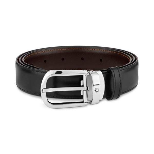  Montblanc - Cintura Reversibile Horseshoe 30 Mm In Pelle - Nero | Marrone - Pellame - Mb114412 - Cinture 