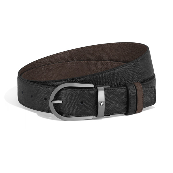  Montblanc - Cintura Reversibile 35 Mm A Ferro Di Cavallo In Pelle Sartorial - Nero - Mb222357 - Cinture 
