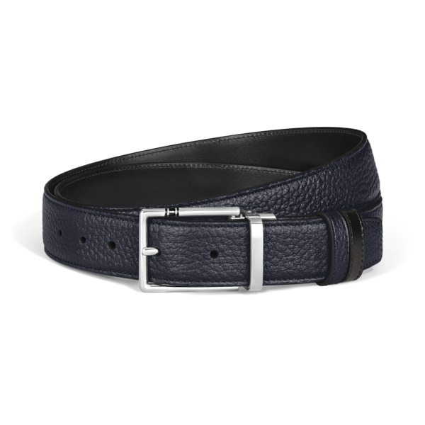  Montblanc - Cintura Reversibile 30 Mm In Pelle Con Grana Con Fibbia Rettangolare Meisterstück - Mb222199 - Cinture 