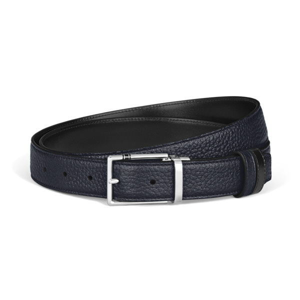  Montblanc - Cintura Reversibile 35 Mm In Pelle Con Grana Con Fibbia Rettangolare Meisterstück - Mb222207 - Cinture 