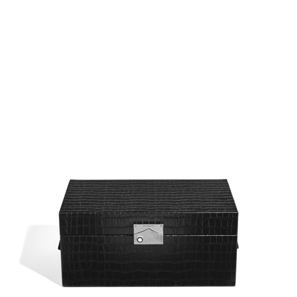  Montblanc - Cofanetto Da Collezione Per Orologi In Pelle Goffrata Coccodrillo - Nero - Carta - Mb135998 - Confezioni Da Collezione 