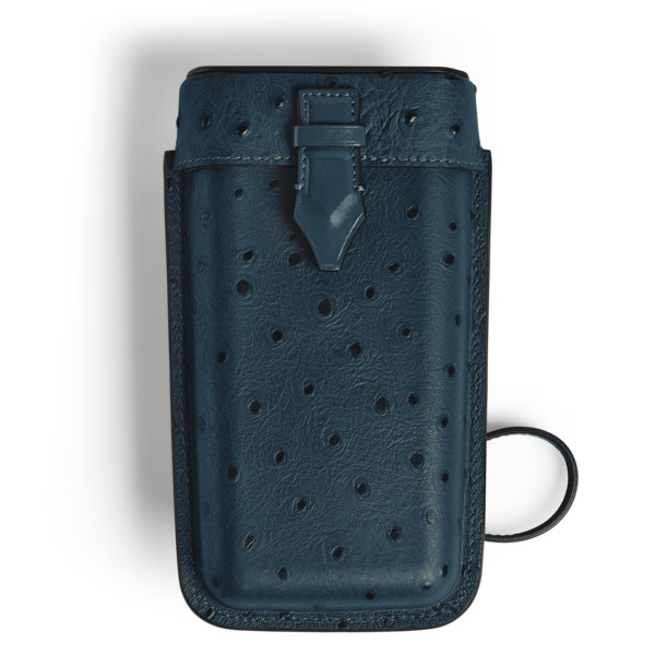  Montblanc - Custodia Multifunzionale Con Tracolla In Pelle Stampata Struzzo - Velluto Blu - Pellame - Mb220478 - Accessori Per Borse 