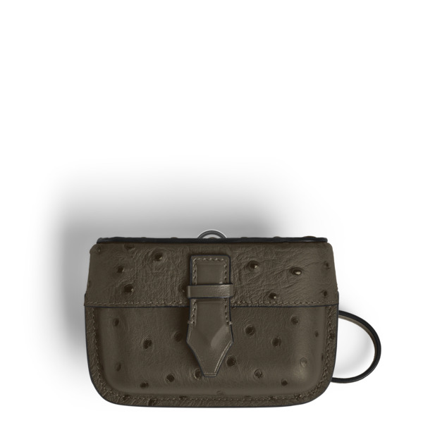  Montblanc - Custodia Per Accessori Con Tracolla In Pelle Stampata Struzzo - Kaki - Pellame - Mb220476 - Accessori Per Borse 