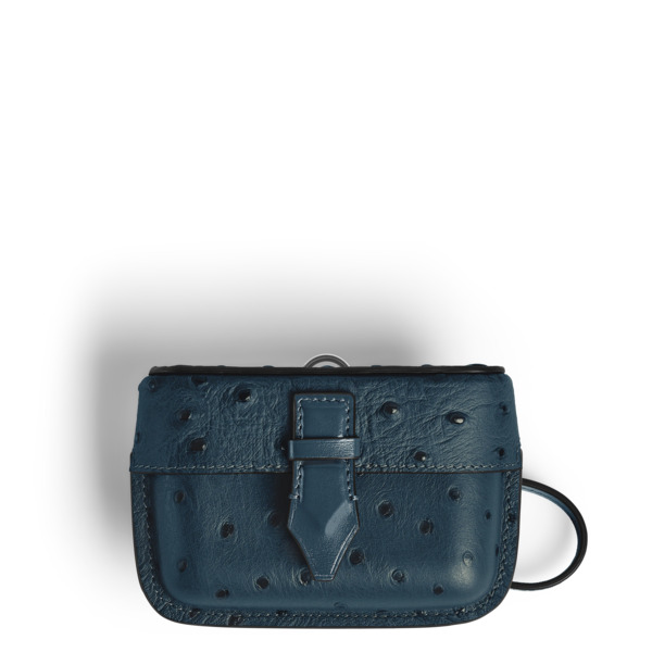 Montblanc - Custodia Per Accessori Con Tracolla In Pelle Stampata Struzzo - Velluto Blu - Pellame - Mb220477 - Accessori Per Borse 