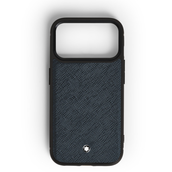  Montblanc - Custodia Rigida Per Iphone 17 Pro In Pelle Sartorial - Tweed Blu - Pellame - Mb220600 - Custodie Per Telefono 