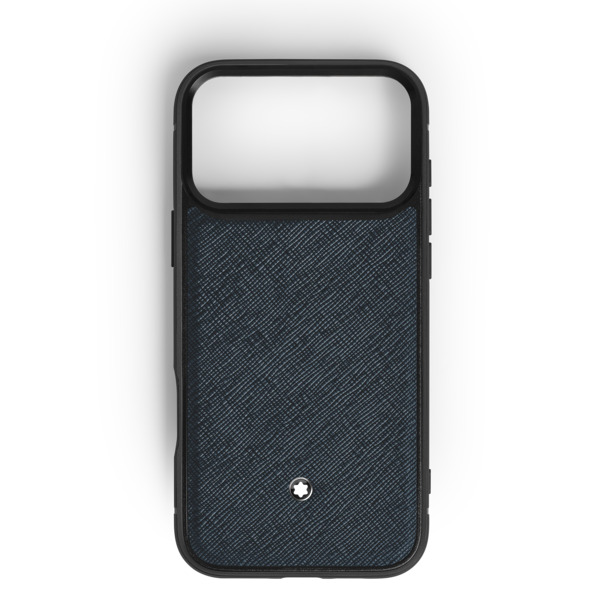 Montblanc - Custodia Rigida Per Iphone 17 Pro Max In Pelle Sartorial - Tweed Blu - Pellame - Mb220603 - Custodie Per Telefono 