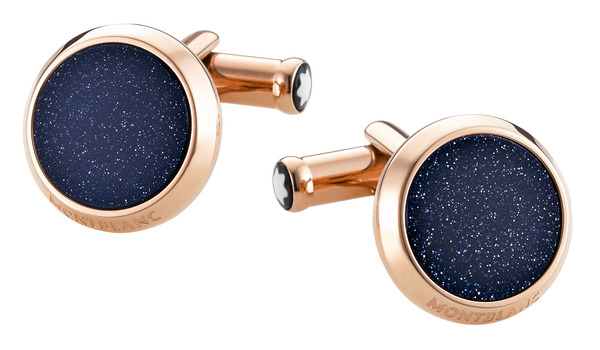  Montblanc - Gemelli Meisterstück Con Inserti In Pietra Del Sole Blu - Acciaio Pregiato - Mb112908 - Gemelli 