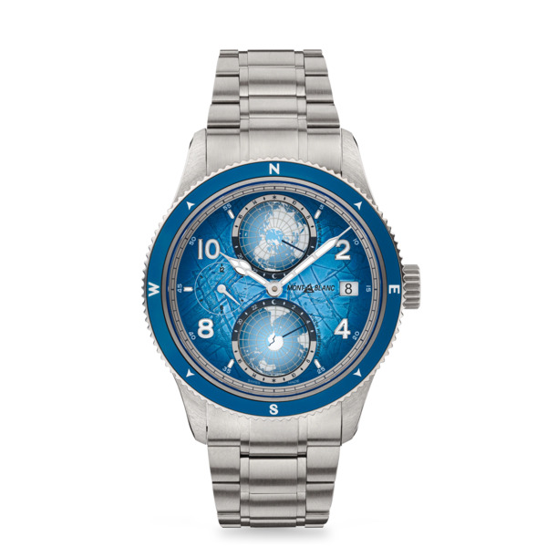  Montblanc - Montblanc 1858 Geosphere 0 Oxygen South Pole Exploration Edizione Limitata - 1990 Esemplari - Azzurro - Titanio, Acciaio, Alluminio - 