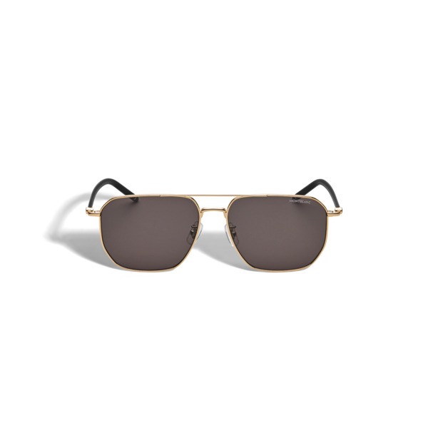  Montblanc - Occhiali Da Sole Quadrati Con Montatura In Metallo Color Oro - Oro - Metallo - Mb134414 - Occhiali Da Sole 
