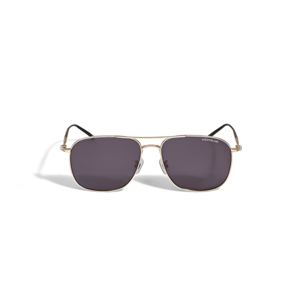  Montblanc - Occhiali Da Sole Quadrati Con Montatura In Titanio Dorato - Oro - Titanio - Mb135563 - Occhiali Da Sole 