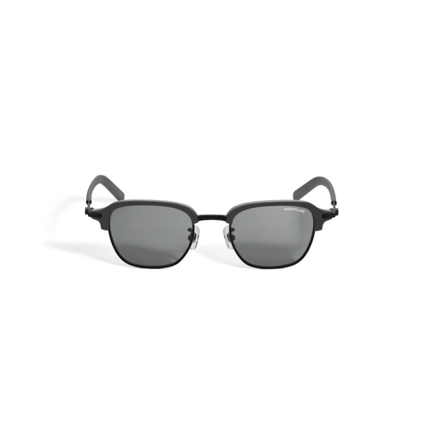 Montblanc - Occhiali Da Sole Rettangolari Con Montatura In Metallo Nera - Mb136911 - Occhiali Da Sole 