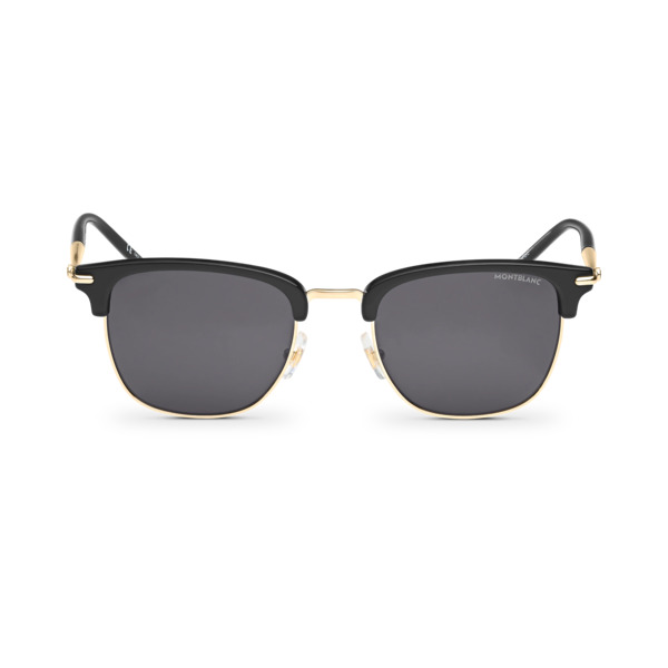  Montblanc - Occhiali Da Sole Rettangolari Con Montatura Iniettata Nera - Nero - Iniettato - Mb130855 - Occhiali Da Sole 