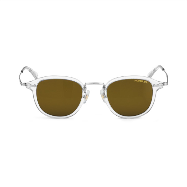  Montblanc - Occhiali Da Sole Rotondi Con Montatura Iniettata Grigia - Grigio - Iniettato - Mb133449 - Occhiali Da Sole 
