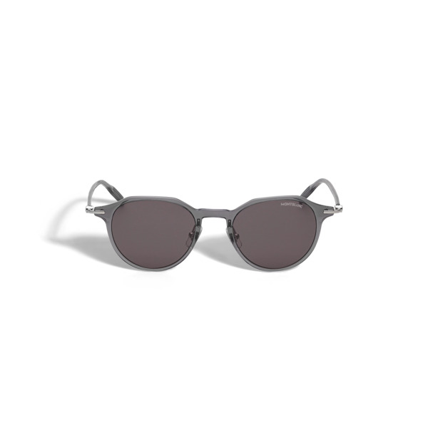  Montblanc - Occhiali Da Sole Rotondi Con Montatura Iniettata Grigia - Grigio - Iniettato - Mb134458 - Occhiali Da Sole 