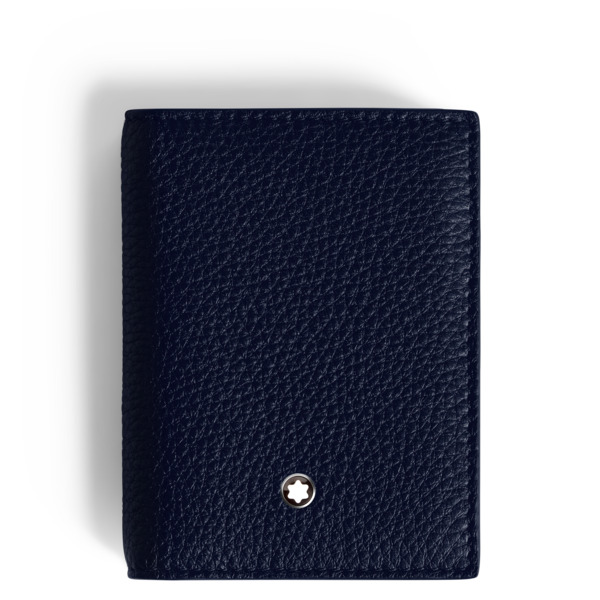  Montblanc - Portacarte 4 Tasche In Pelle Con Grana - Blu Mezzanotte - Pellame - Mb220040 - Porta Carte 