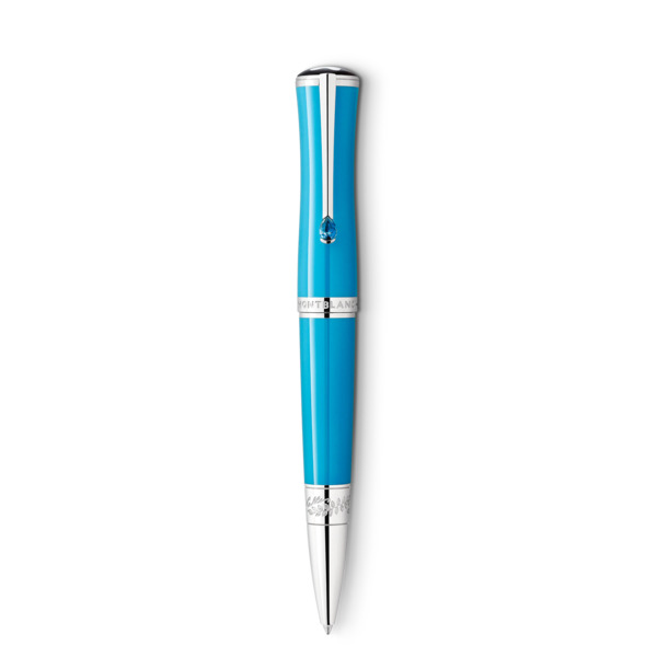  Montblanc - Roller Montblanc Maria Callas Edizione Speciale - Turchese - Pregiata Resina - Mb129566 - Penne A Sfera 