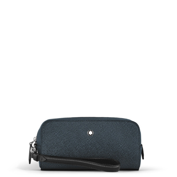  Montblanc - Trousse Da Toilette Piccola In Pelle Sartorial - Tweed Blu - Pellame - Mb221696 - Trousse Da Toilette 