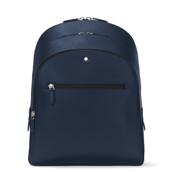 Montblanc - Zaino Modello Medio Con 3 Compartimenti In Pelle Sartorial - Blu Inchiostro - Mb131716 - Zaini 