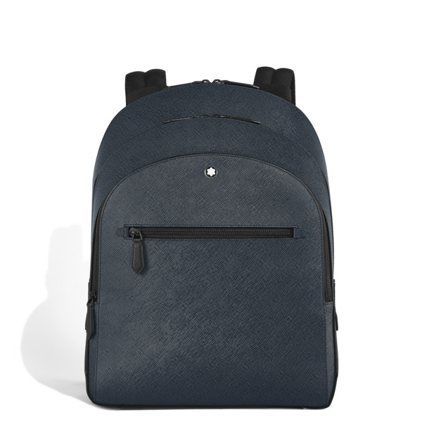  Montblanc - Zaino Modello Medio Con 3 Compartimenti In Pelle Sartorial - Tweed Blu - Pellame - Mb222115 - Zaini 