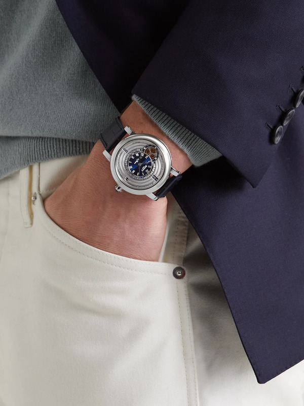  Bovet - Récital 21 Limited Edition Hand-wound Perpetual Calendar 44.4mm Titanium And Croc-effect Leather Watch, Ref. No. R210002 - Men - Blue 