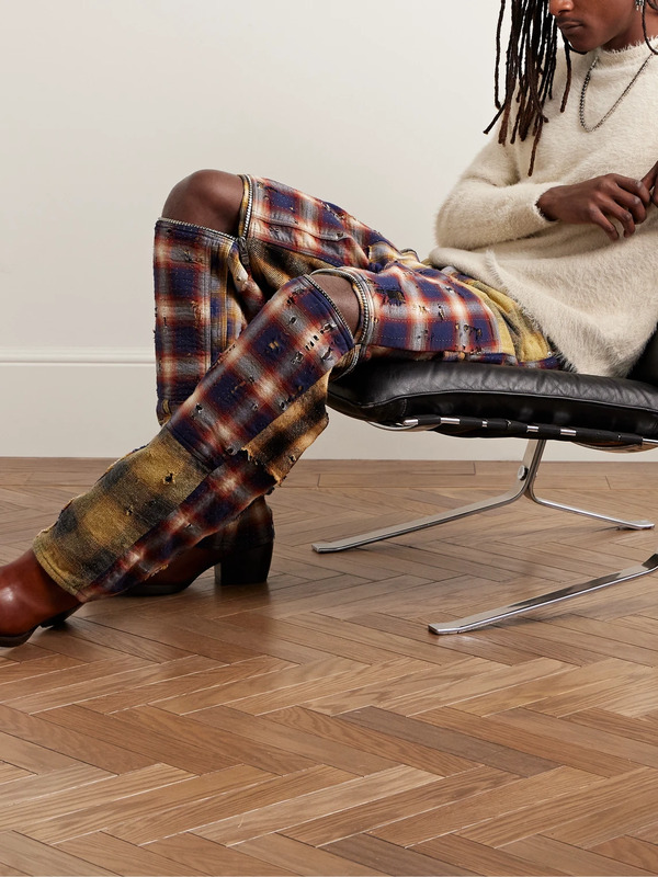  Givenchy - Straight-leg Convertible Distressed Checked Cotton-flannel Trousers - Men - Brown - Uk/us 30 