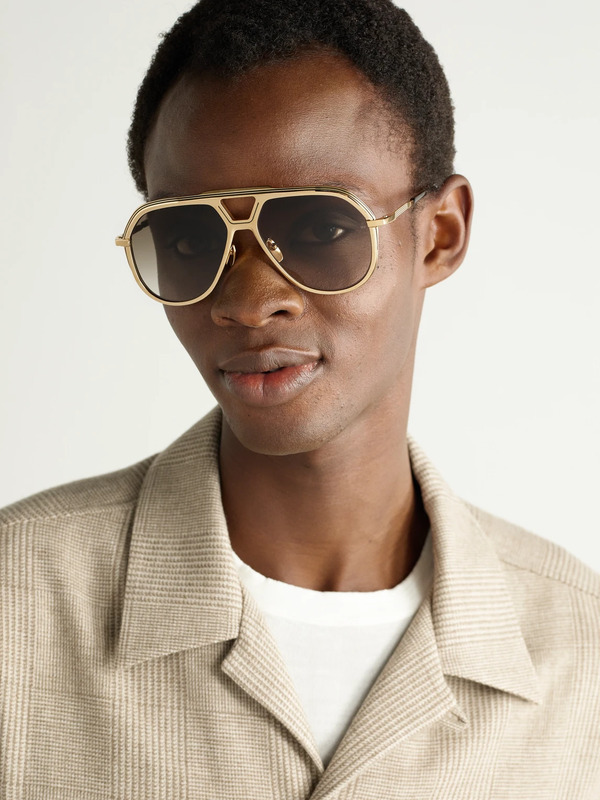  Jacques Marie Mage - Lockheed Aviator-style Gold-tone And Tortoiseshell Acetate Sunglasses - Men - Gold 