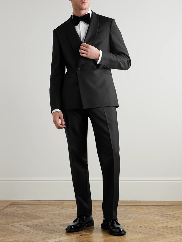  Mr P. - Slim-fit Double-breasted Shawl-collar Wool, Mohair And Silk-blend Tuxedo Jacket - Men - Black - 42 