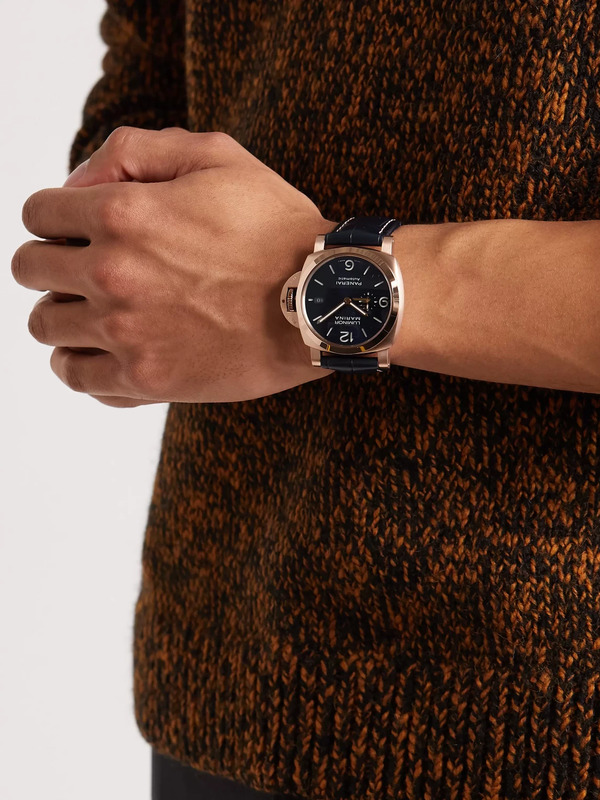  Panerai - Luminor Marina Sole Blu Automatic 44mm Goldtech And Alligator Watch, Ref. No. Pam01112 - Men - Blue 