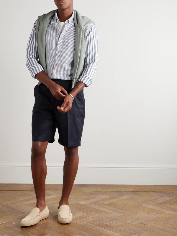  Richard James - Slim-fit Button-down Collar Striped Linen And Cotton-blend Shirt - Men - Blue - Uk/us 15.5 