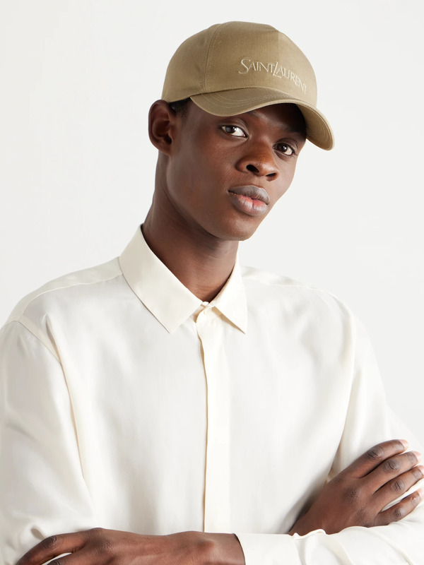  Saint Laurent - Logo-embroidered Cotton And Linen-blend Gabardine Baseball Cap - Men - Neutrals - 57 