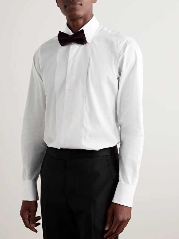 Thom Sweeney - Marcella Bib-front Cotton And Lyocell-blend Poplin And Piqué Tuxedo Shirt - Men - White - Uk/us 15 