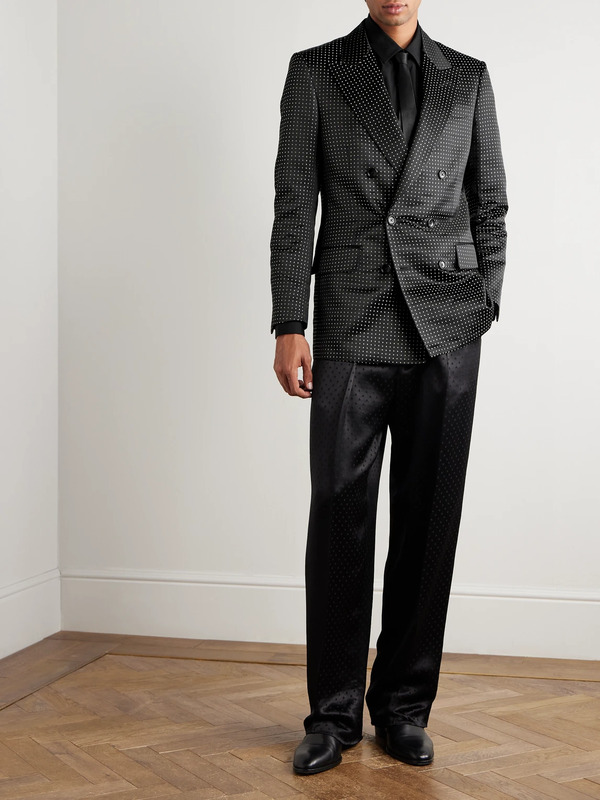  Tom Ford - Double-breasted Polka-dot Mulberry Silk-duchesse Satin Tuxedo Jacket - Men - Black - It 50 