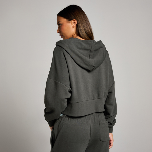  Mp Felpa Crop Con Cappuccio E Cerniera Mp Tempo Da Donna - Grigio Notte - Xs 