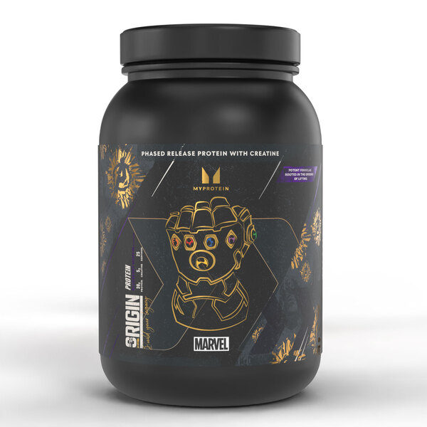  Myprotein Proteine Origin - Iron Man - Gusto Torta Red Velvet | Marvel - 25porzioni - Marvel Thanos - Blueberry Muffin 