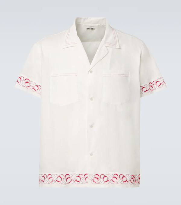  Bode Bode Camicia Bowling In Popeline Di Cotone Con Ricamo 
