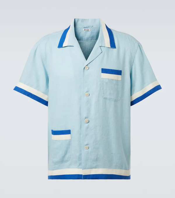  Bode Bode Camicia Seedling Stripe In Lino 