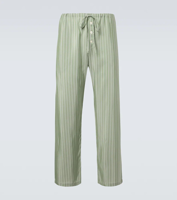  Bode Bode Pantaloni Regular Sylvan In Seta A Righe 