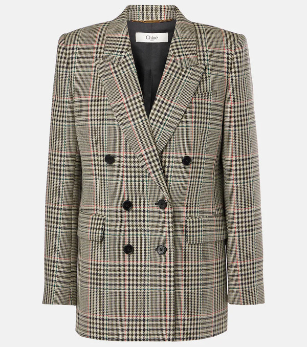  Chloe Chloé Blazer Doppiopetto In Lana A Quadri 