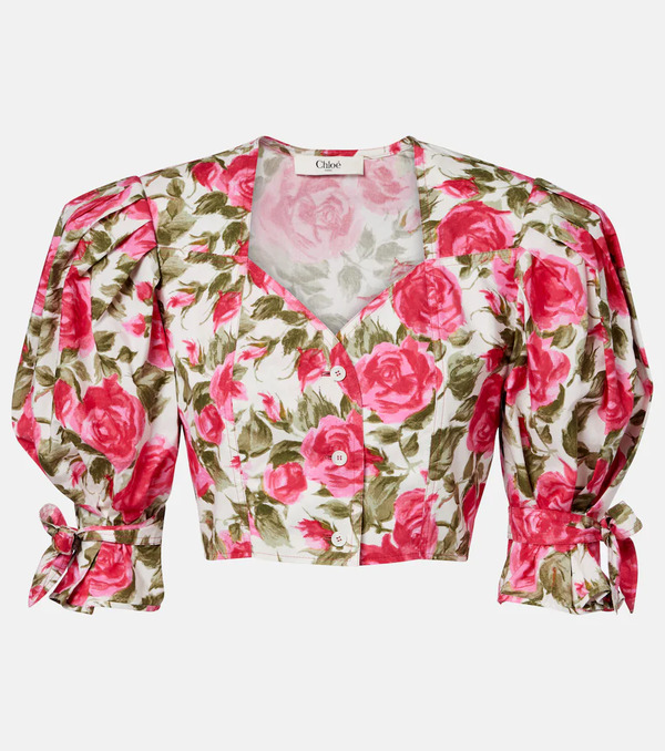  Chloe Chloé Blusa Cropped In Cotone 