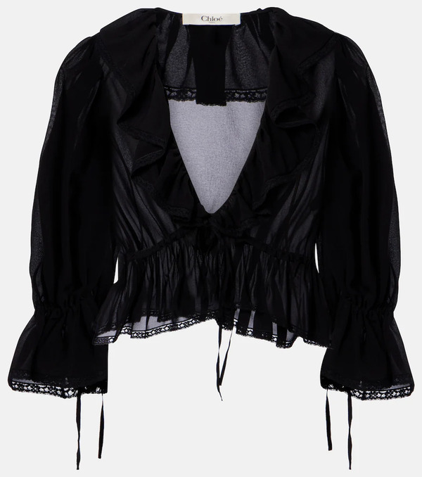  Chloe Chloé Blusa In Seta Con Volant 