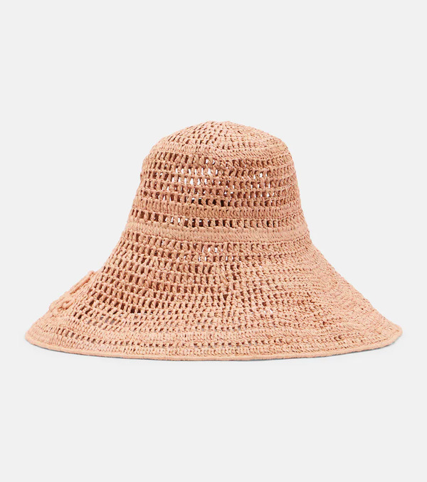  Chloe Chloé Cappello Da Sole In Rafia Con Logo 