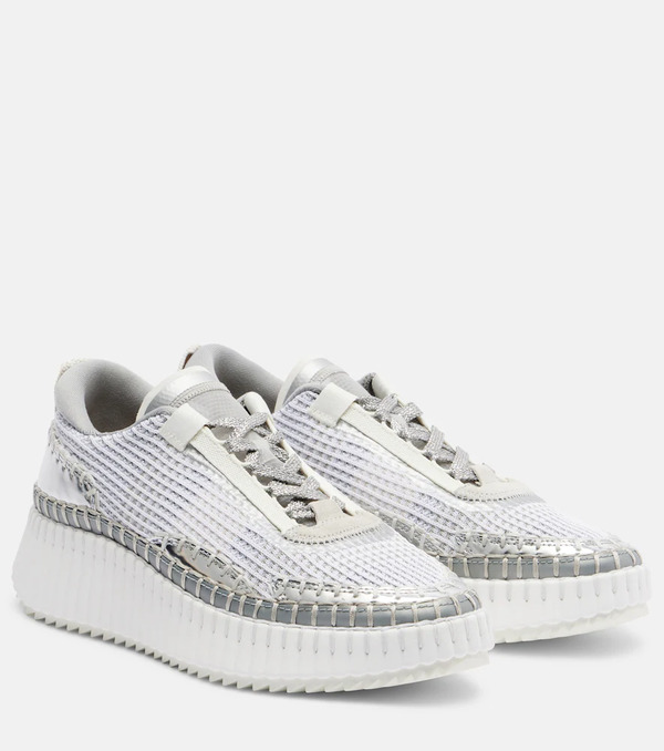  Chloe Chloé Sneakers Nama Con Platform Effetto Metallizzato 