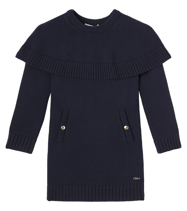  Chloe Kids Chloé Kids Abito In Cotone E Lana Con Cappuccio 