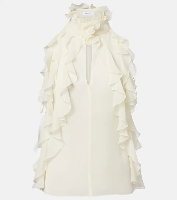  Mcqueen Mcqueen Top In Georgette Di Seta Con Volant 